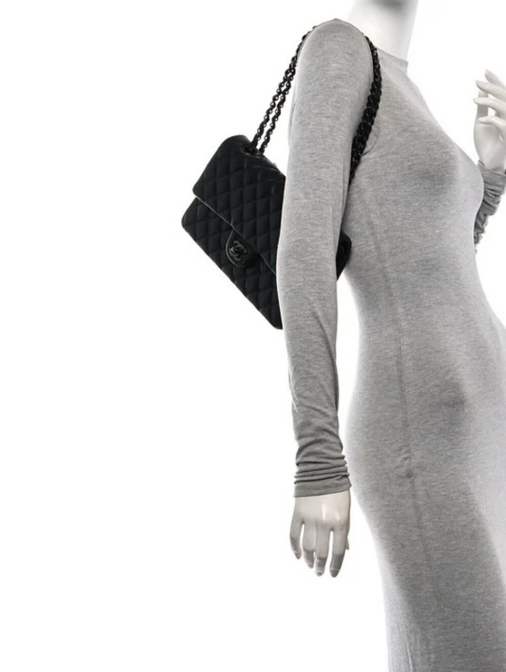 CChanel Quilted Black Shoulder Bag with Chain Strap